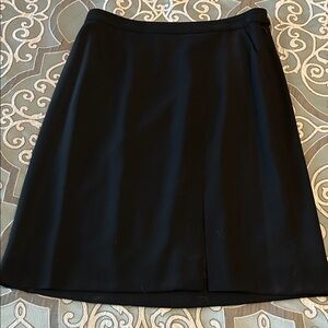 Armani Collezioni Black Wool-blend Skirt with Front Slit. Size 8.